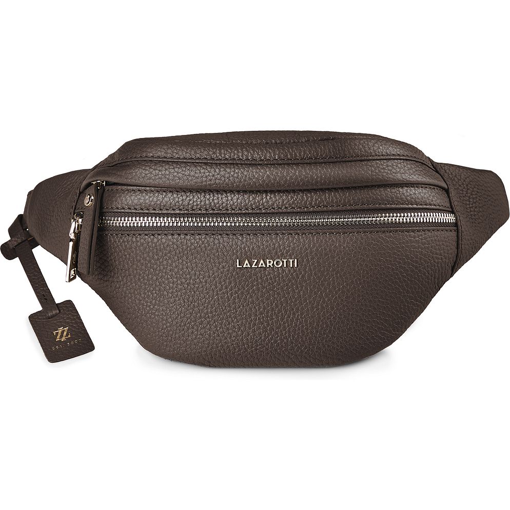 Lazarotti Bologna læder bæltetaske med dobbelt lynlås, crossbody-taske i læder, 25 cm Lazarotti Bologna læder bæltetaske med dobbelt lynlås, crossbody-taske i læder, 25 cm