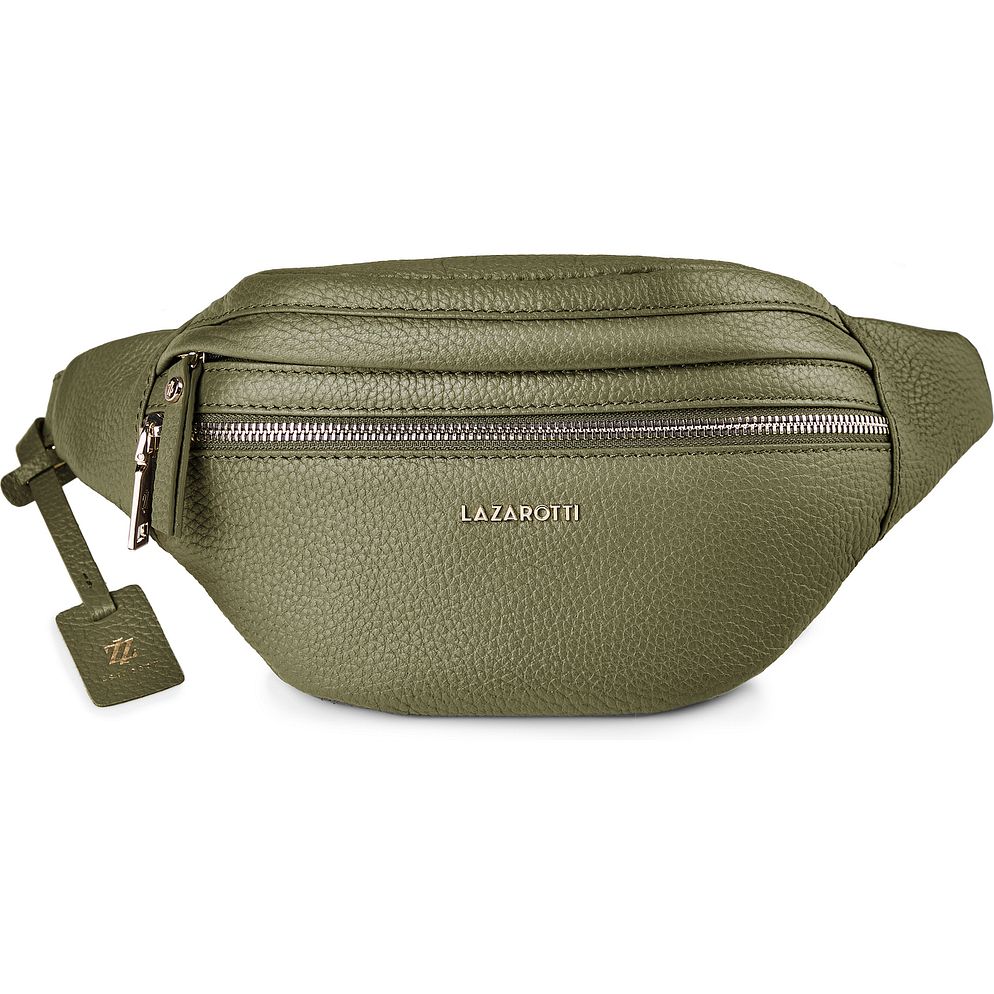 Lazarotti Bologna læder bæltetaske med dobbelt lynlås, crossbody-taske i læder, 25 cm Lazarotti Bologna læder bæltetaske med dobbelt lynlås, crossbody-taske i læder, 25 cm