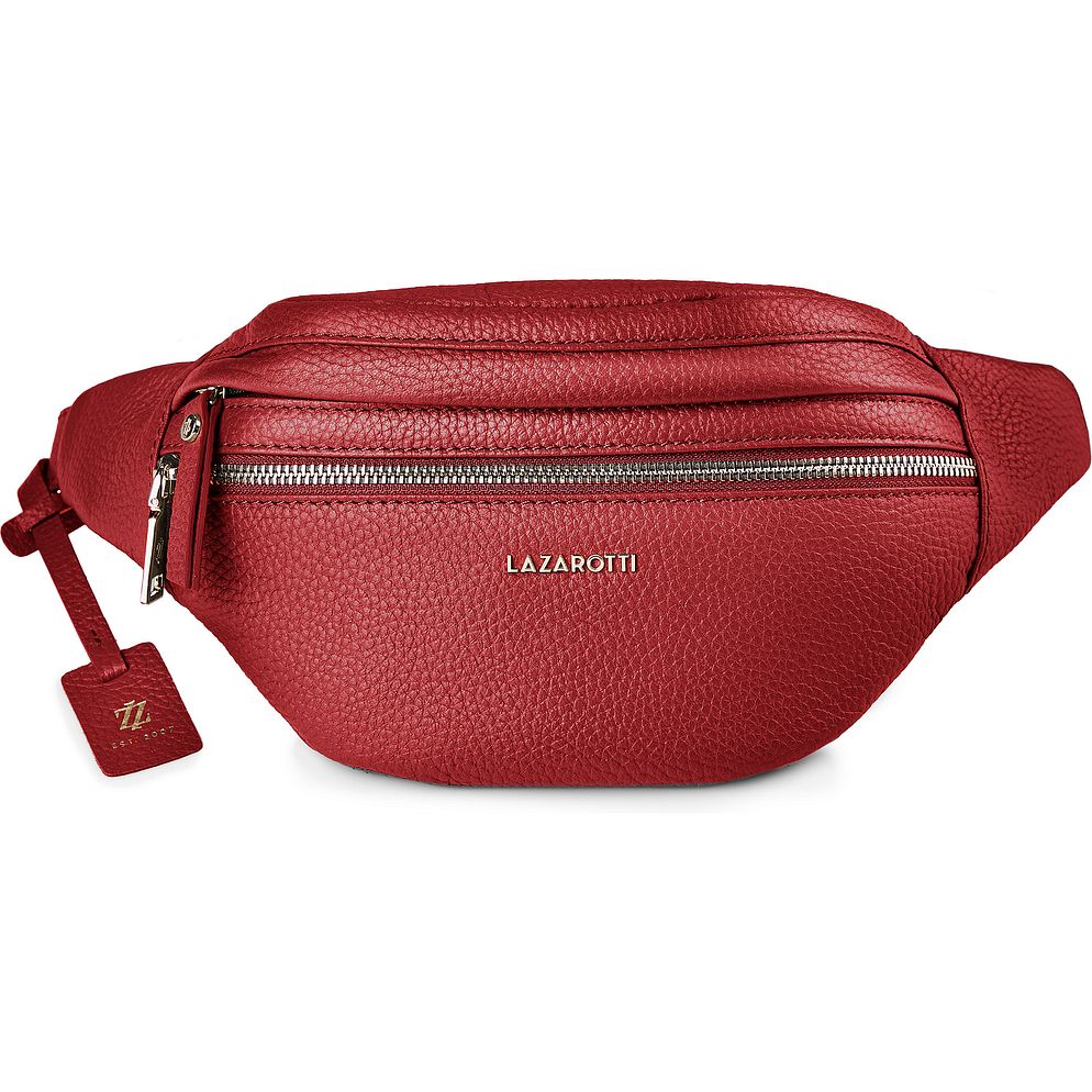 Lazarotti Bologna læder bæltetaske med dobbelt lynlås, crossbody-taske i læder, 25 cm Lazarotti Bologna læder bæltetaske med dobbelt lynlås, crossbody-taske i læder, 25 cm