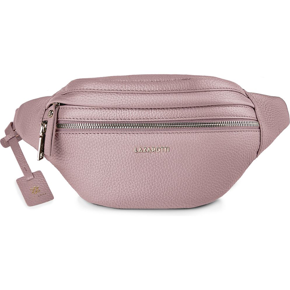 Lazarotti Bologna læder bæltetaske med dobbelt lynlås, crossbody-taske i læder, 25 cm Lazarotti Bologna læder bæltetaske med dobbelt lynlås, crossbody-taske i læder, 25 cm