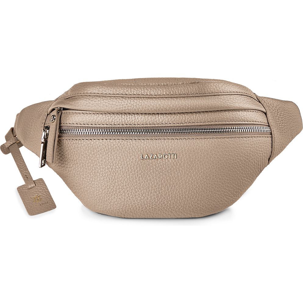 Lazarotti Bologna læder bæltetaske med dobbelt lynlås, crossbody-taske i læder, 25 cm Lazarotti Bologna læder bæltetaske med dobbelt lynlås, crossbody-taske i læder, 25 cm