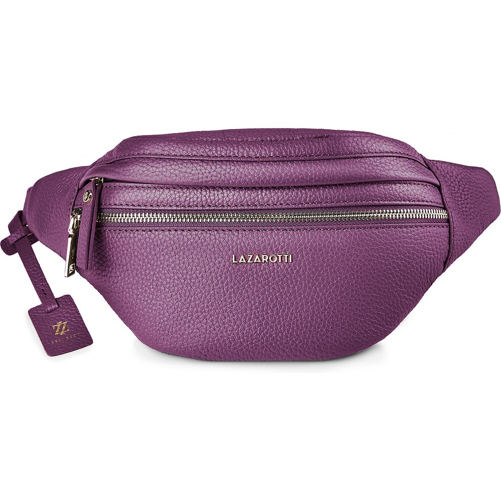 Lazarotti Bologna læder bæltetaske med dobbelt lynlås, crossbody-taske i læder, 25 cm Lazarotti Bologna læder bæltetaske med dobbelt lynlås, crossbody-taske i læder, 25 cm