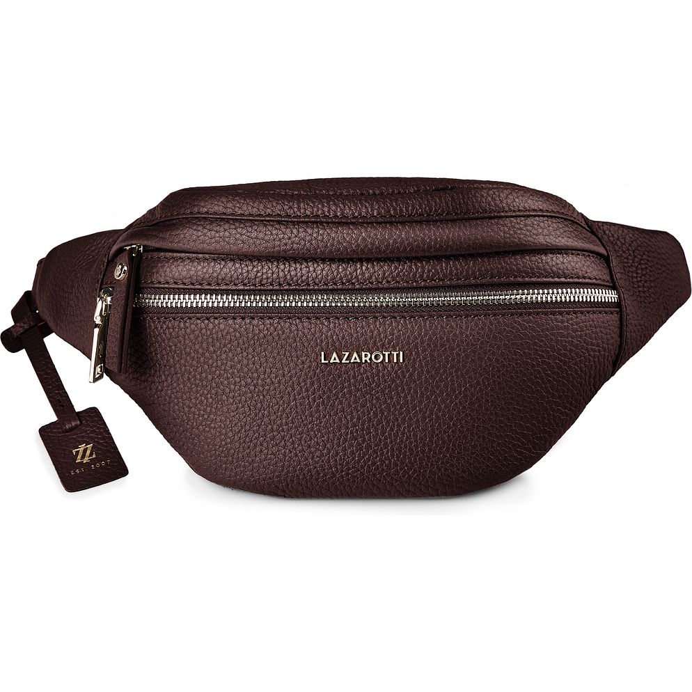 Lazarotti Bologna læder bæltetaske med dobbelt lynlås, crossbody-taske i læder, 25 cm Lazarotti Bologna læder bæltetaske med dobbelt lynlås, crossbody-taske i læder, 25 cm