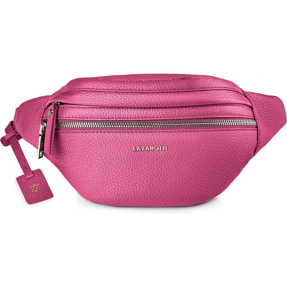 Lazarotti Bologna læder bæltetaske med dobbelt lynlås, crossbody-taske i læder, 25 cm Lazarotti Bologna læder bæltetaske med dobbelt lynlås, crossbody-taske i læder, 25 cm
