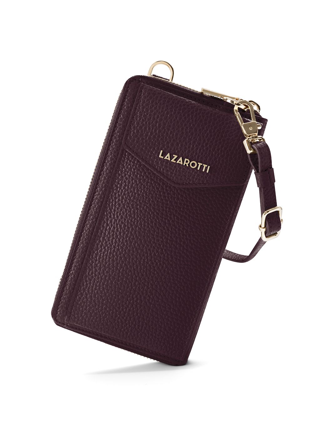 Lazarotti Portafoglio con chiusura a zip in pelle di Bologna, custodia per cellulare, 19 cm Lazarotti Portafoglio con chiusura a zip in pelle di Bologna, custodia per cellulare, 19 cm