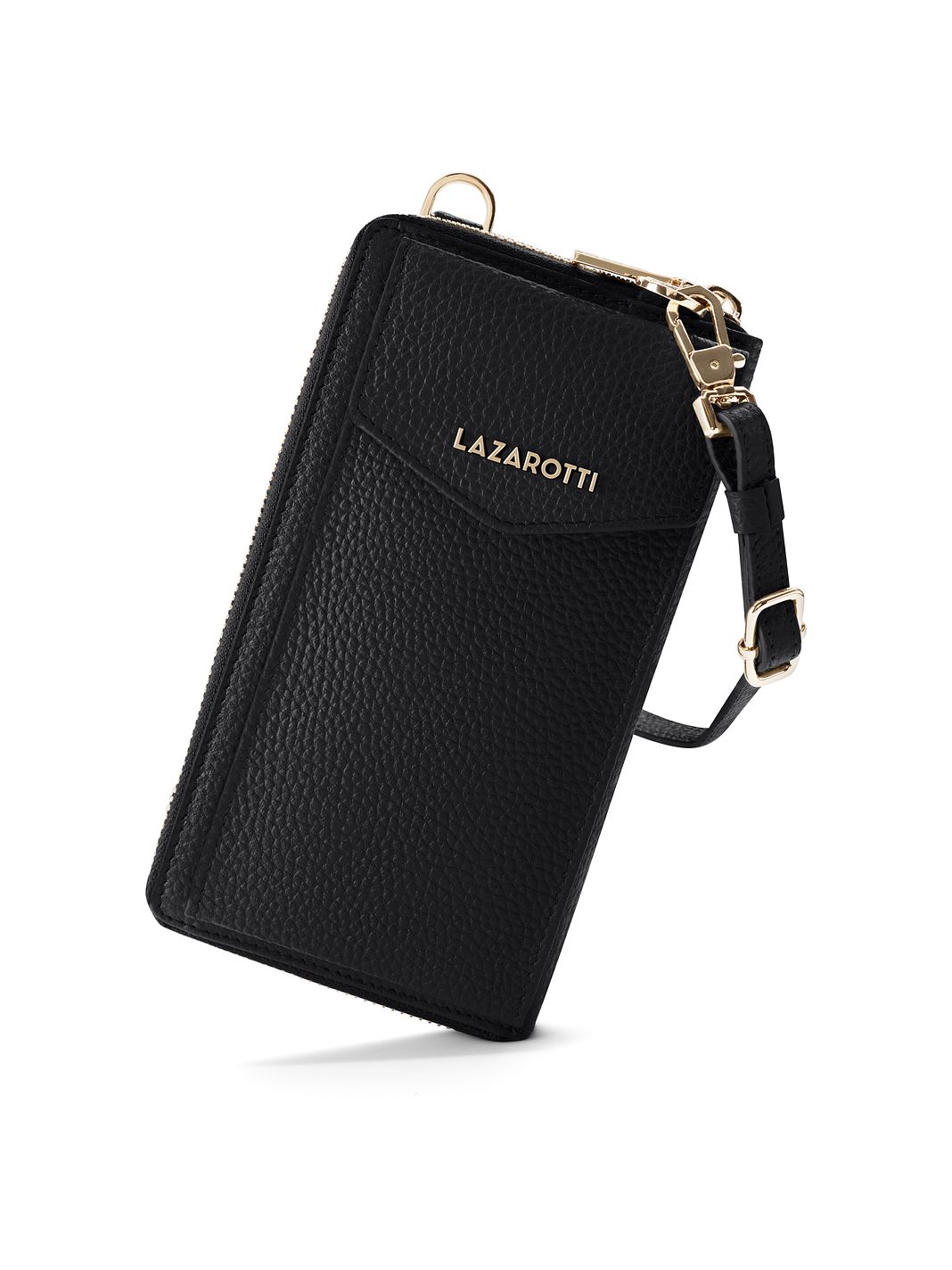 Lazarotti Portafoglio con chiusura a zip in pelle di Bologna, custodia per cellulare, 19 cm Lazarotti Portafoglio con chiusura a zip in pelle di Bologna, custodia per cellulare, 19 cm