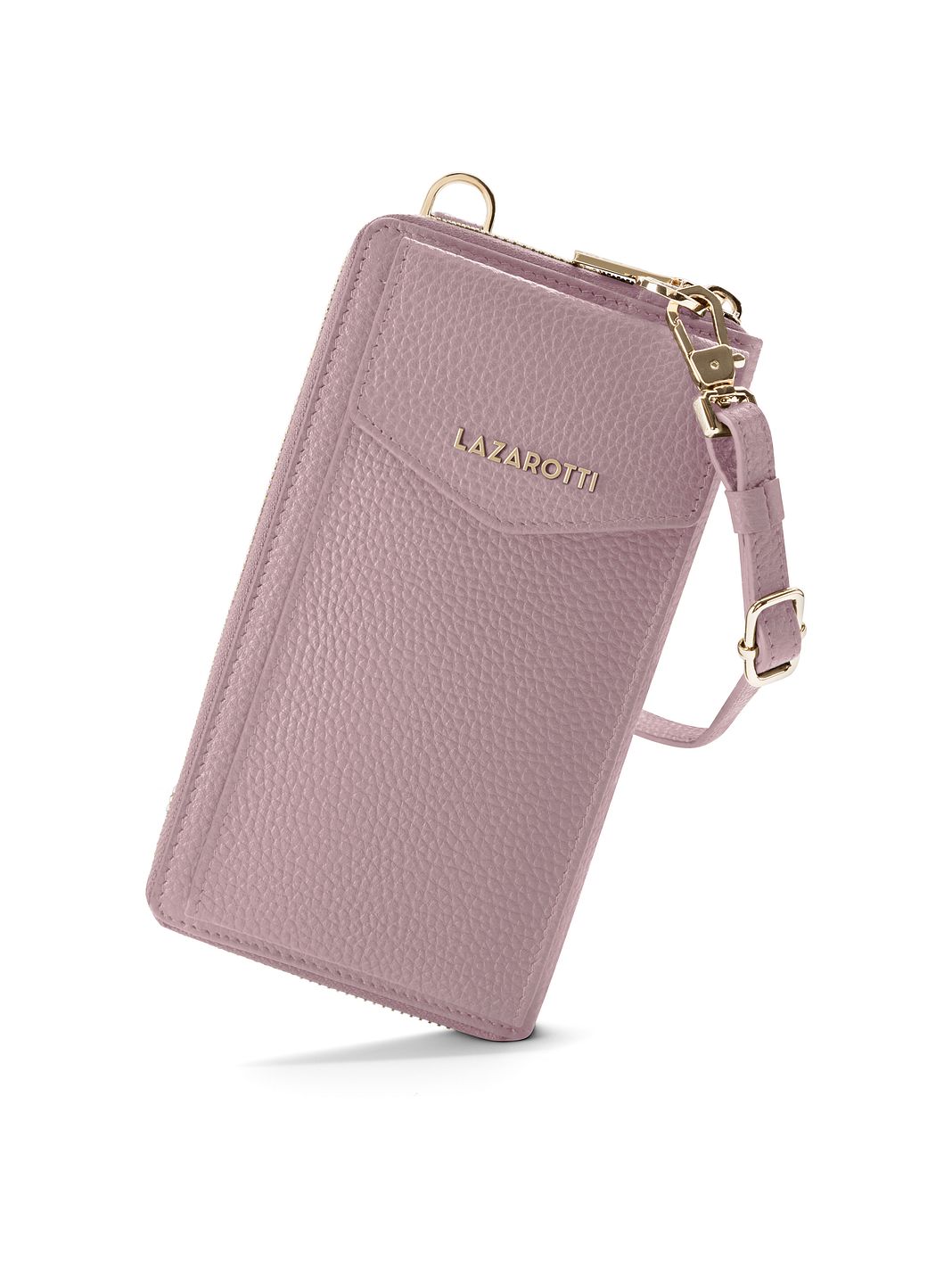 Lazarotti Portafoglio con chiusura a zip in pelle di Bologna, custodia per cellulare, 19 cm Lazarotti Portafoglio con chiusura a zip in pelle di Bologna, custodia per cellulare, 19 cm