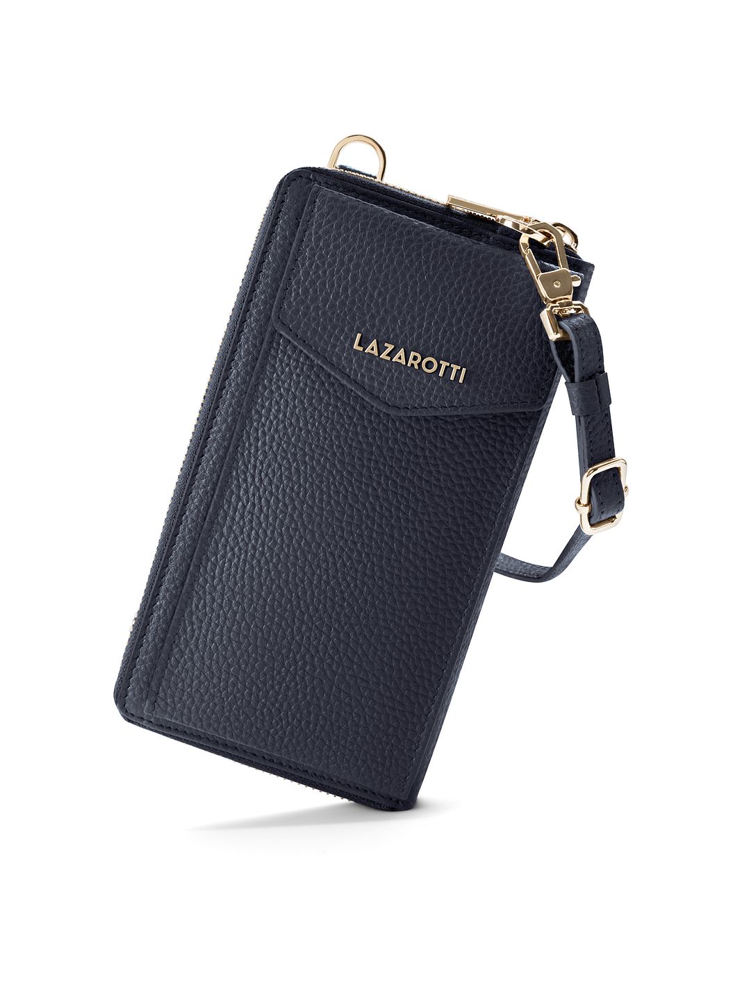 Lazarotti Portafoglio con chiusura a zip in pelle di Bologna, custodia per cellulare, 19 cm Lazarotti Portafoglio con chiusura a zip in pelle di Bologna, custodia per cellulare, 19 cm
