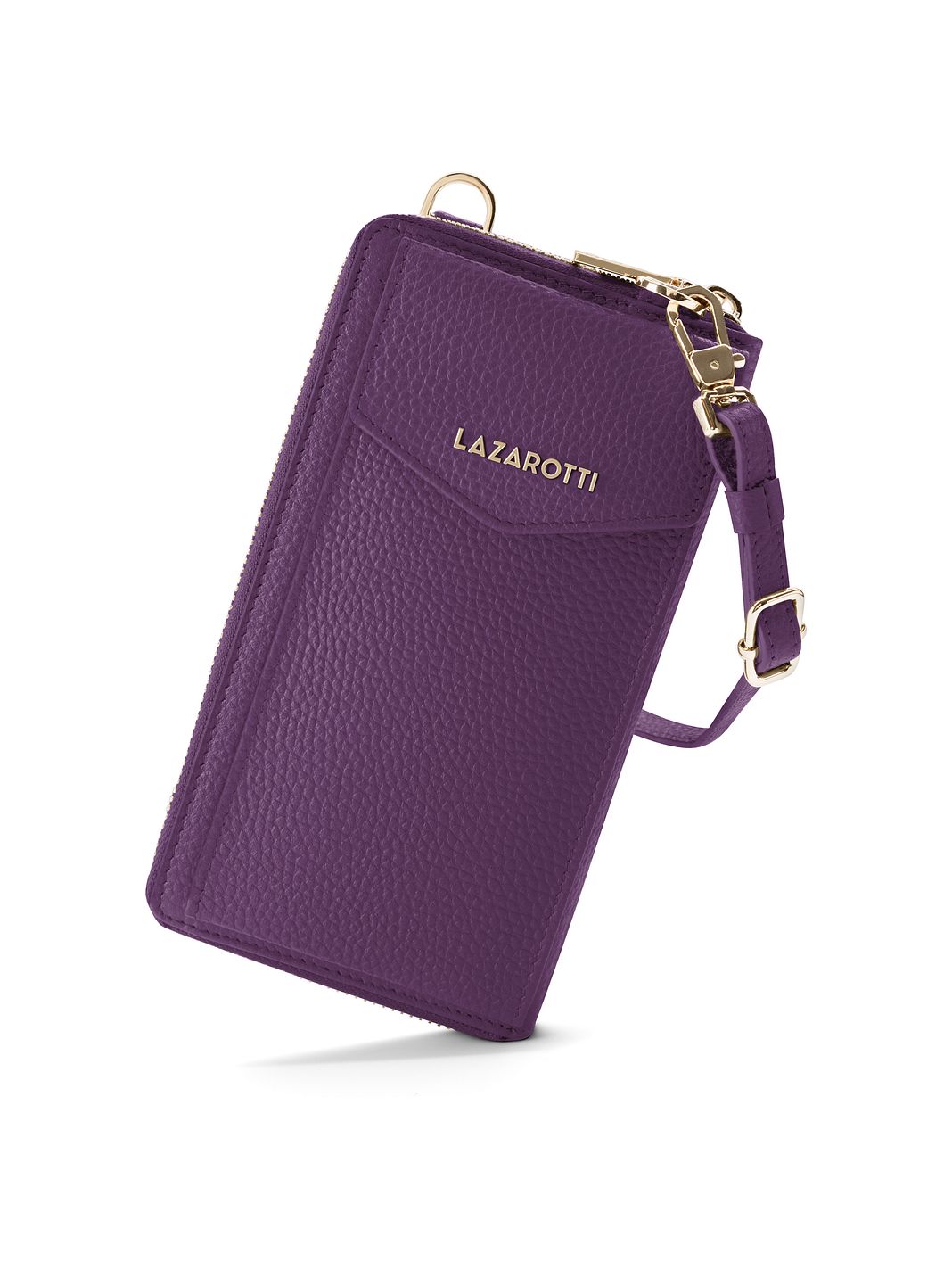 Lazarotti Portafoglio con chiusura a zip in pelle di Bologna, custodia per cellulare, 19 cm Lazarotti Portafoglio con chiusura a zip in pelle di Bologna, custodia per cellulare, 19 cm