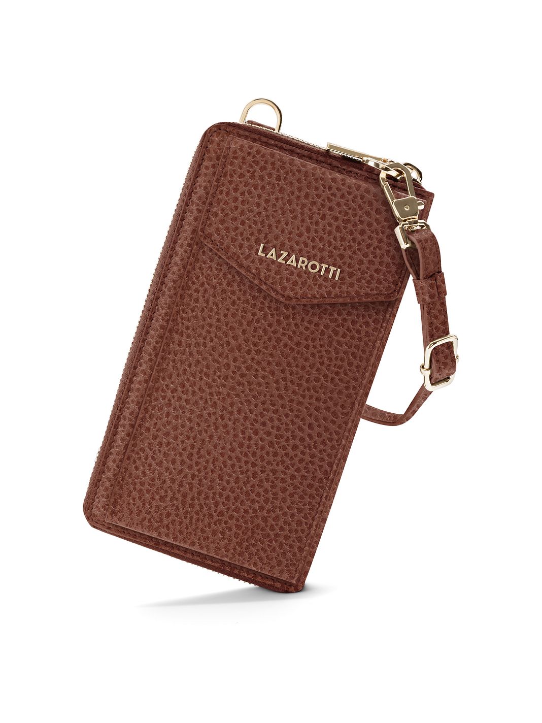 Lazarotti Portafoglio con chiusura a zip in pelle di Bologna, custodia per cellulare, 19 cm Lazarotti Portafoglio con chiusura a zip in pelle di Bologna, custodia per cellulare, 19 cm