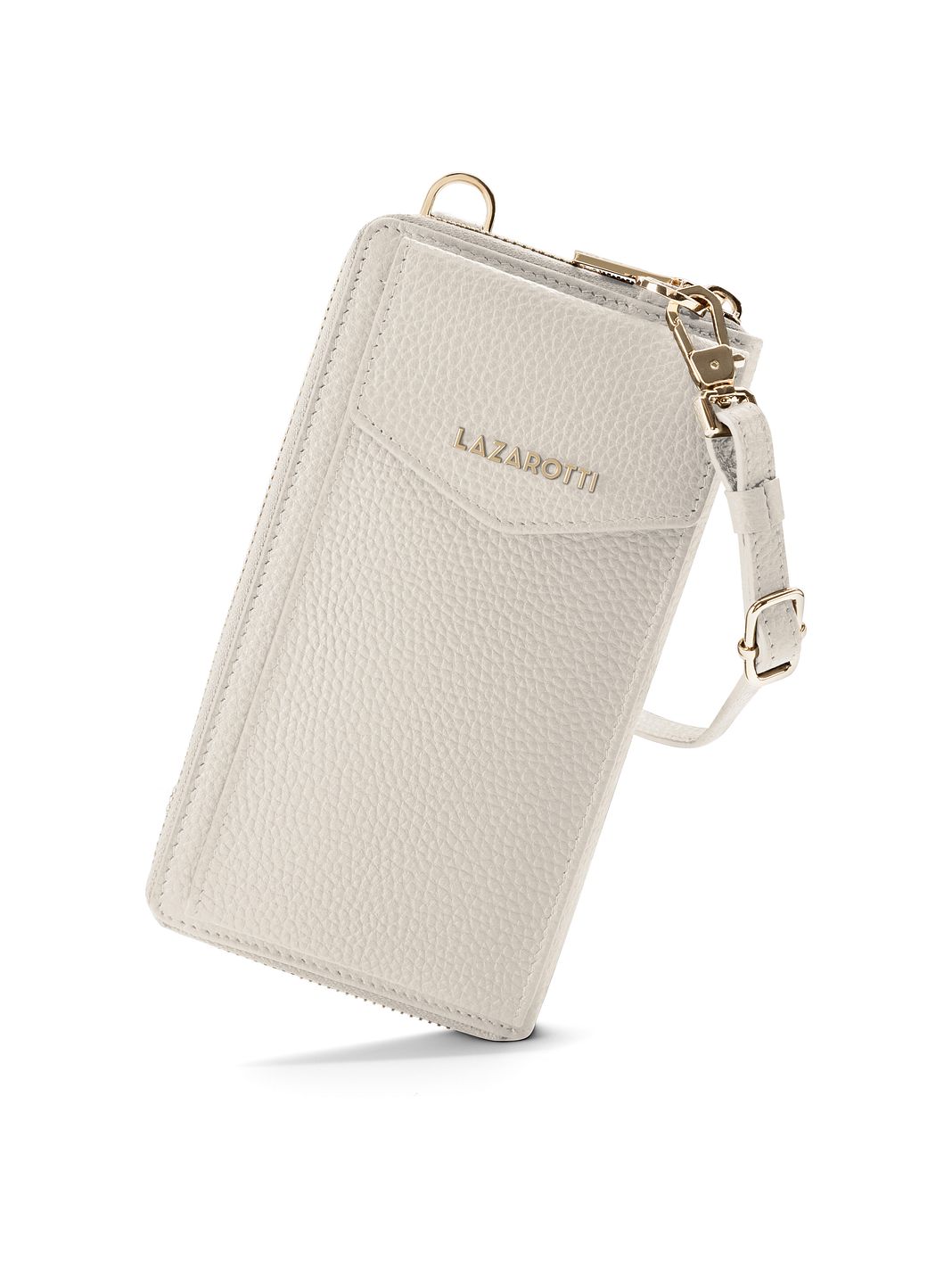Lazarotti Portafoglio con chiusura a zip in pelle di Bologna, custodia per cellulare, 19 cm Lazarotti Portafoglio con chiusura a zip in pelle di Bologna, custodia per cellulare, 19 cm