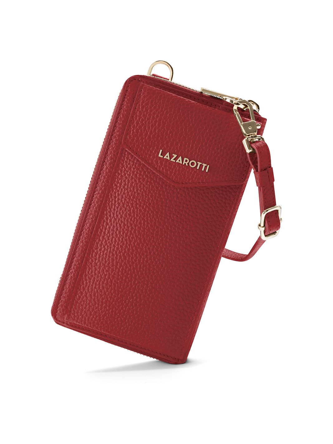 Lazarotti Portafoglio con chiusura a zip in pelle di Bologna, custodia per cellulare, 19 cm Lazarotti Portafoglio con chiusura a zip in pelle di Bologna, custodia per cellulare, 19 cm