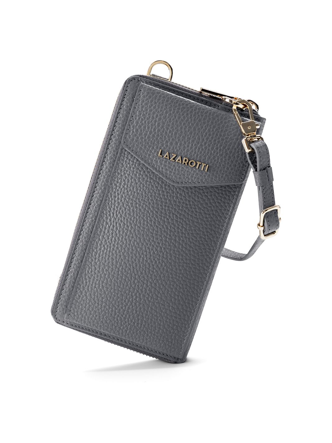 Lazarotti Portafoglio con chiusura a zip in pelle di Bologna, custodia per cellulare, 19 cm Lazarotti Portafoglio con chiusura a zip in pelle di Bologna, custodia per cellulare, 19 cm