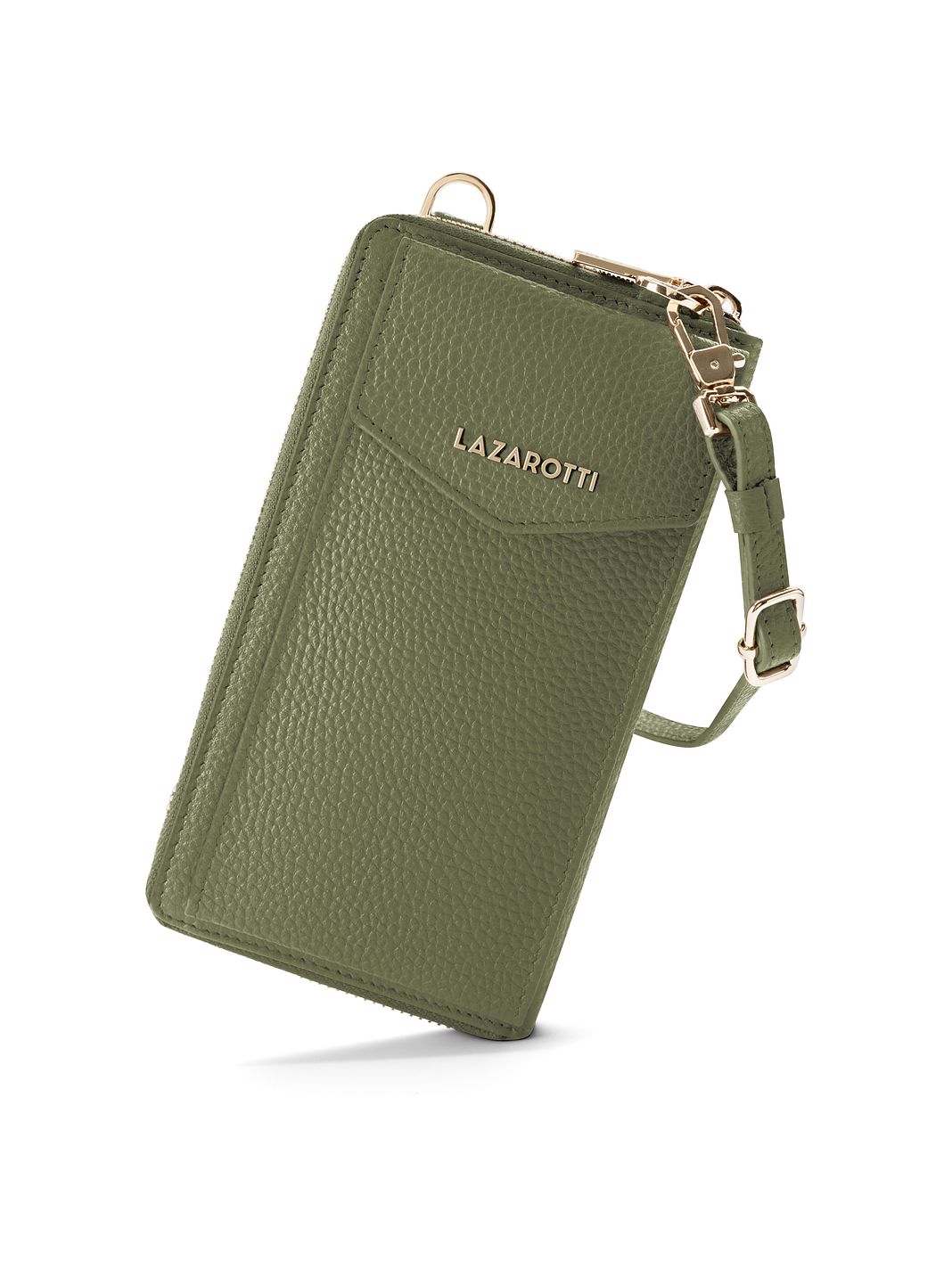 Lazarotti Portafoglio con chiusura a zip in pelle di Bologna, custodia per cellulare, 19 cm Lazarotti Portafoglio con chiusura a zip in pelle di Bologna, custodia per cellulare, 19 cm
