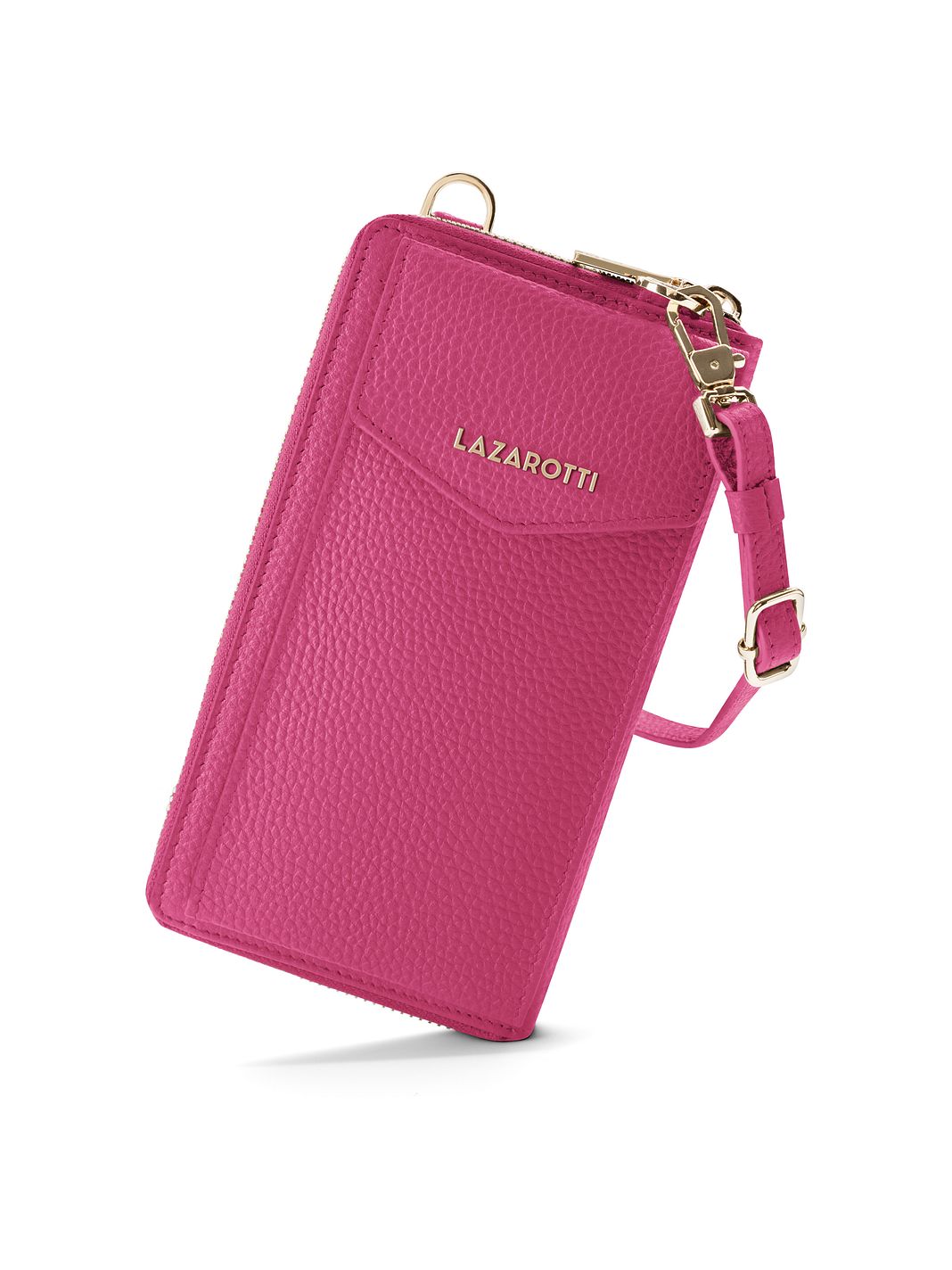 Lazarotti Portafoglio con chiusura a zip in pelle di Bologna, custodia per cellulare, 19 cm Lazarotti Portafoglio con chiusura a zip in pelle di Bologna, custodia per cellulare, 19 cm