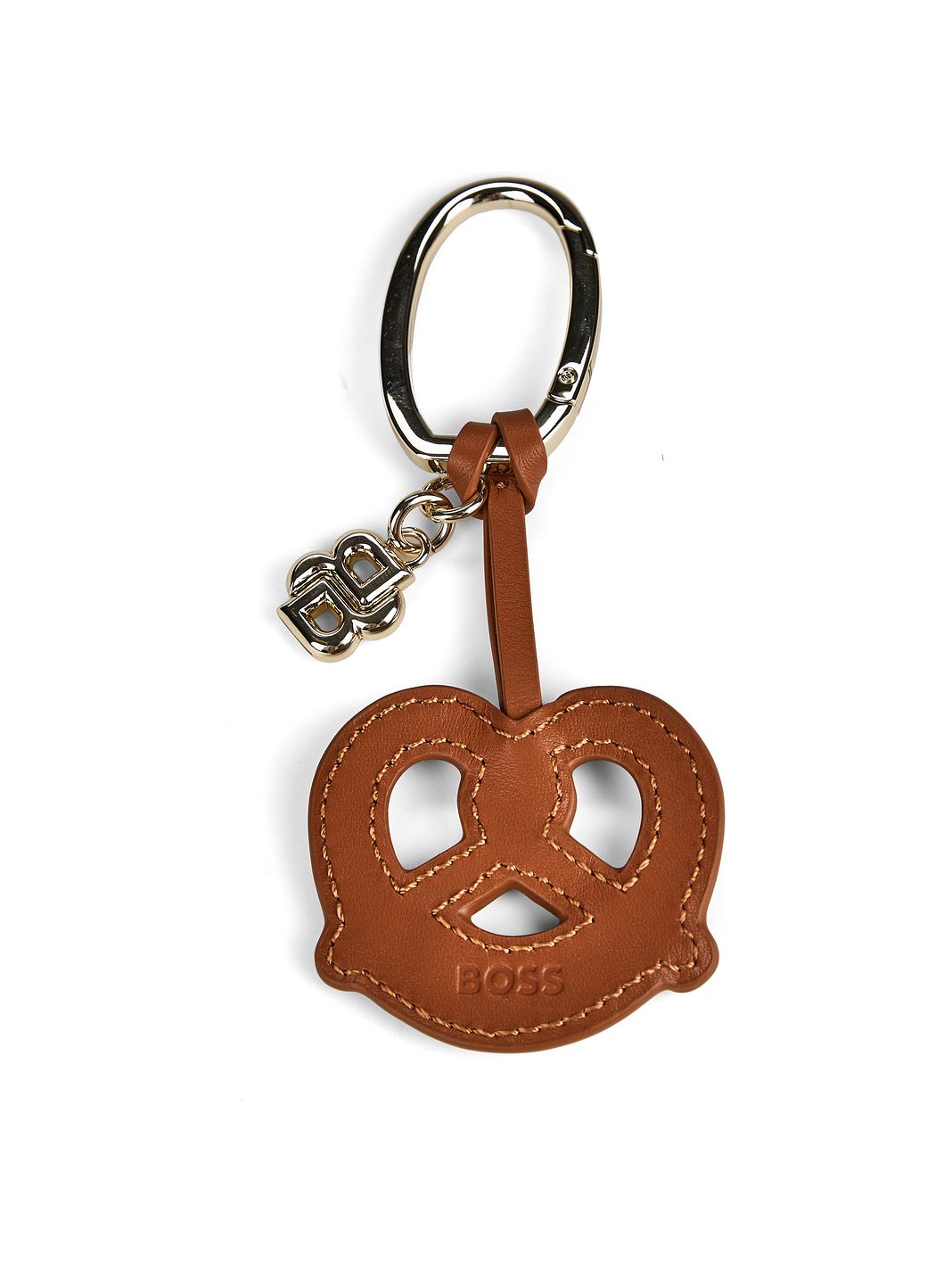 Boss Bretzel-nyckelring i läder, 12 cm