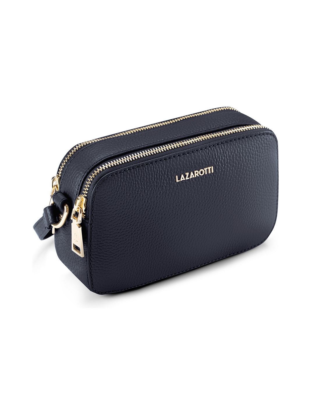 Lazarotti Bologna lädercrossbody-väska, kameraväska i läder med dubbla dragkedjor, 18 cm Lazarotti Bologna lädercrossbody-väska, kameraväska i läder med dubbla dragkedjor, 18 cm
