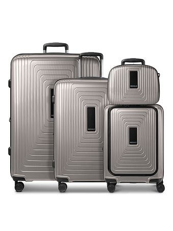 Redolz Essentials14 4-hjuls kuffertsæt Beautycase 4stk med udvidelsesfoldet laptoprum