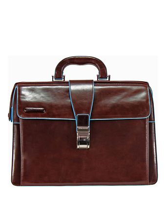 Piquadro Blå Sqare lægetaske i læder 36 cm