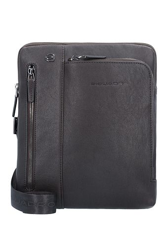 Piquadro Sort firkantet skuldertaske i læder 24 cm