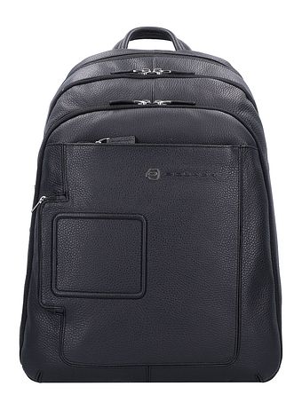 Piquadro Vibe-rygsæk i læder 43 cm med rum til bærbar computer