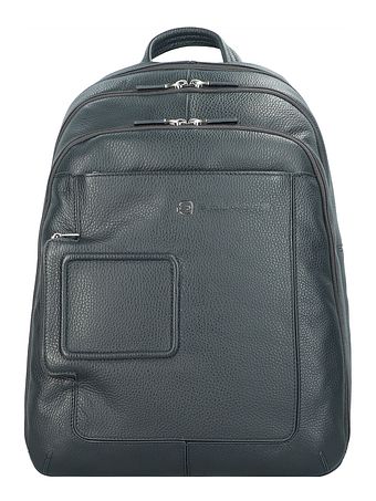 Piquadro Vibe-rygsæk i læder 43 cm med rum til bærbar computer