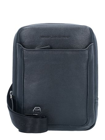Piquadro Sort firkantet skuldertaske i læder 17 cm