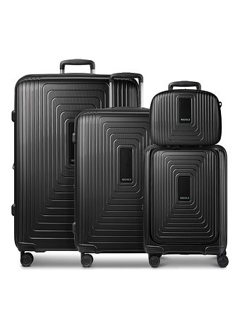 Redolz Essentials14 4-hjuls kuffertsæt Beautycase 4stk med udvidelsesfoldet laptoprum