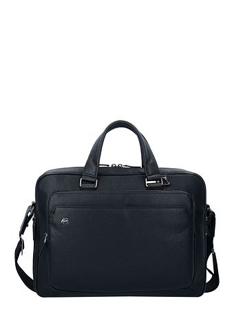 Piquadro Sort firkantet dokumentmappe i læder med 40 cm rum til bærbar computer Piquadro Sort firkantet dokumentmappe i læder med 40 cm rum til bærbar computer