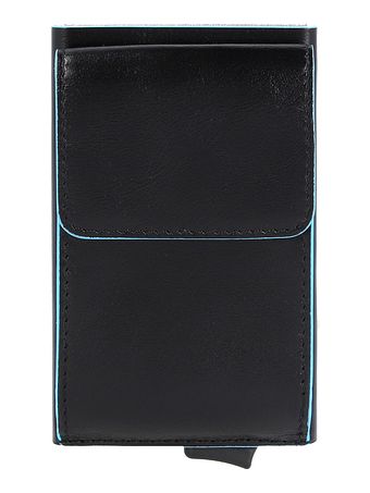 Piquadro Blå firkantet kreditkortholder i læder 6 cm Piquadro Blå firkantet kreditkortholder i læder 6 cm