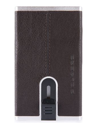 Piquadro Sort firkantet kreditkortholder RFID-læder 6 cm