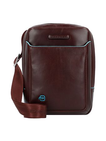 Piquadro Blå firkantet skuldertaske i læder 22 cm