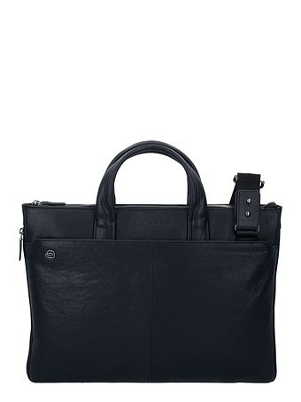Piquadro Sort firkantet dokumentmappe i læder med 42 cm laptop-rum Piquadro Sort firkantet dokumentmappe i læder med 42 cm laptop-rum