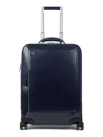 Piquadro Blue Square 4-hjulet kabinekuffert i læder med 55 cm rum til bærbar computer