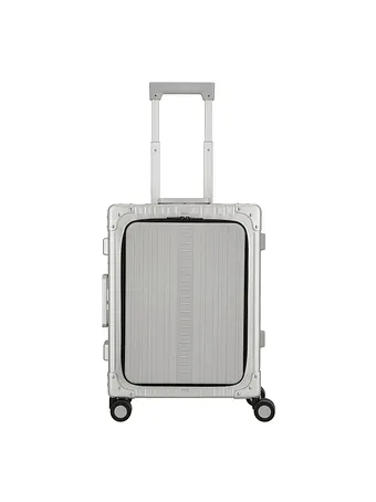 Aleon Inrikes handbagageväska med 4-hjulig Cabinväska i Aluminium, 53 cm, med fack för bärbar dator