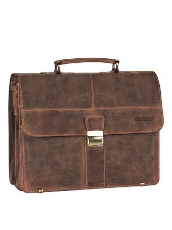 Greenburry Vintage lædermappe 38 cm med 2 hovedrum