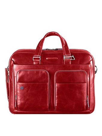 Piquadro Modrá čtvercová aktovka III kožená 39 cm s přihrádkou na notebook