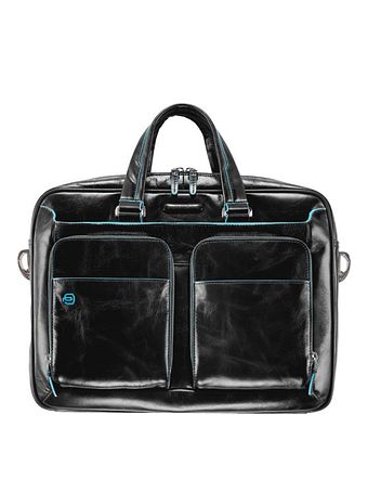 Piquadro Modrá čtvercová aktovka III kožená 39 cm s přihrádkou na notebook