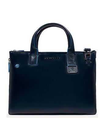 Piquadro Blue Square Nákupní taška Kůže 38 cm Kapsa na notebook s roztažitelným záhybem