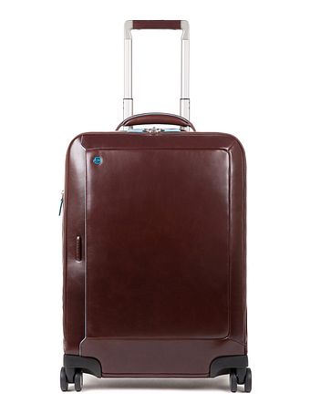 Piquadro Blue Square 4-hjulet kabinekuffert i læder med 55 cm rum til bærbar computer