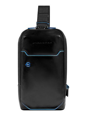 Piquadro Blå firkantet skuldertaske i læder 28 cm Piquadro Blå firkantet skuldertaske i læder 28 cm