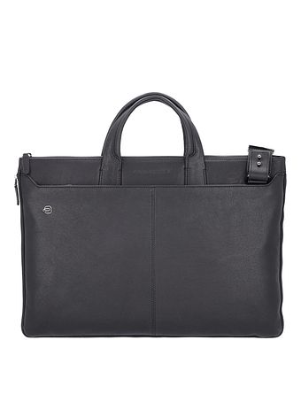 Piquadro Sort firkantet computertaske i læder 47 cm