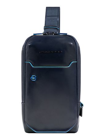 Piquadro Blå firkantet skuldertaske i læder 28 cm Piquadro Blå firkantet skuldertaske i læder 28 cm