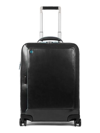 Piquadro Blue Square 4-hjulet kabinekuffert i læder med 55 cm rum til bærbar computer