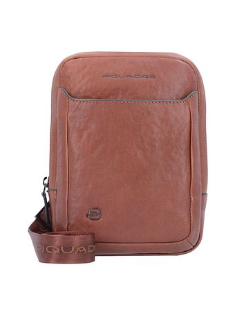 Piquadro Černá čtvercová taška přes rameno kožená 17 cm