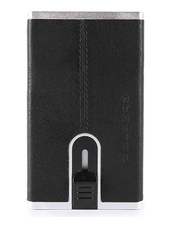 Piquadro Sort firkantet kreditkortholder RFID-læder 6 cm