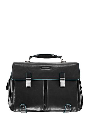 Piquadro Blå firkantet dokumentmappe i læder 43 cm rum til bærbar computer