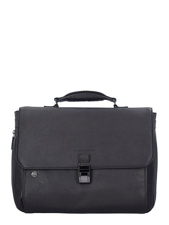 Piquadro Sort firkantet dokumentmappe i læder med 40 cm rum til bærbar computer Piquadro Sort firkantet dokumentmappe i læder med 40 cm rum til bærbar computer