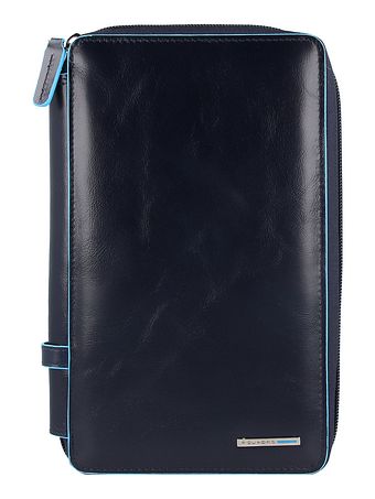 Piquadro Blå firkantet pasetui i læder 14 cm Piquadro Blå firkantet pasetui i læder 14 cm