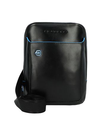 Piquadro Blå firkantet skuldertaske i læder 22 cm